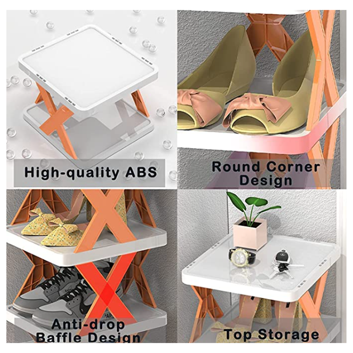 Stylish 7 Layer Foldable Shoe Rack Organiser for Small Spaces - Orange