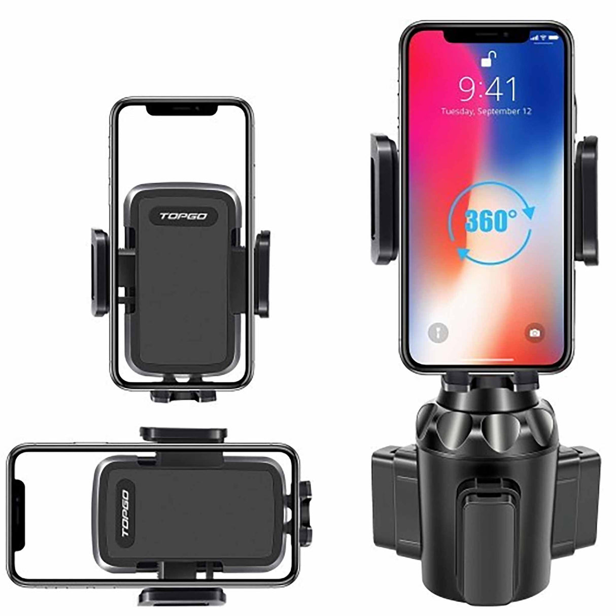 TOPGO - Cup Holder Phone Mount - DK1 - Black - Zayoom