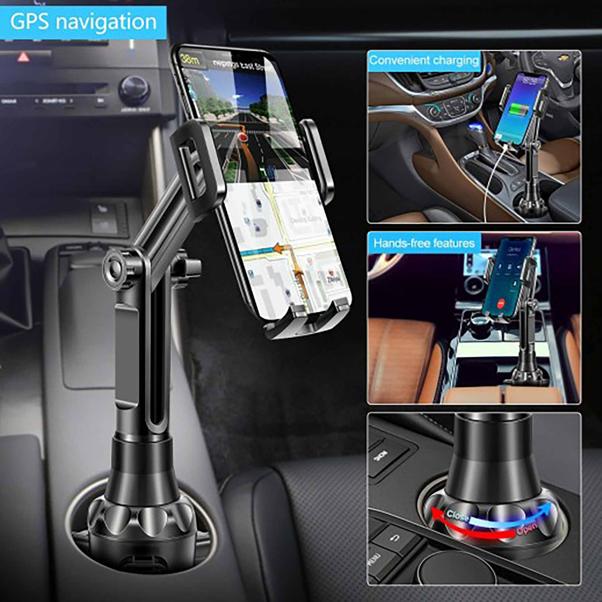 TOPGO - Cup Holder Phone Mount -JC1 - Black - Zayoom