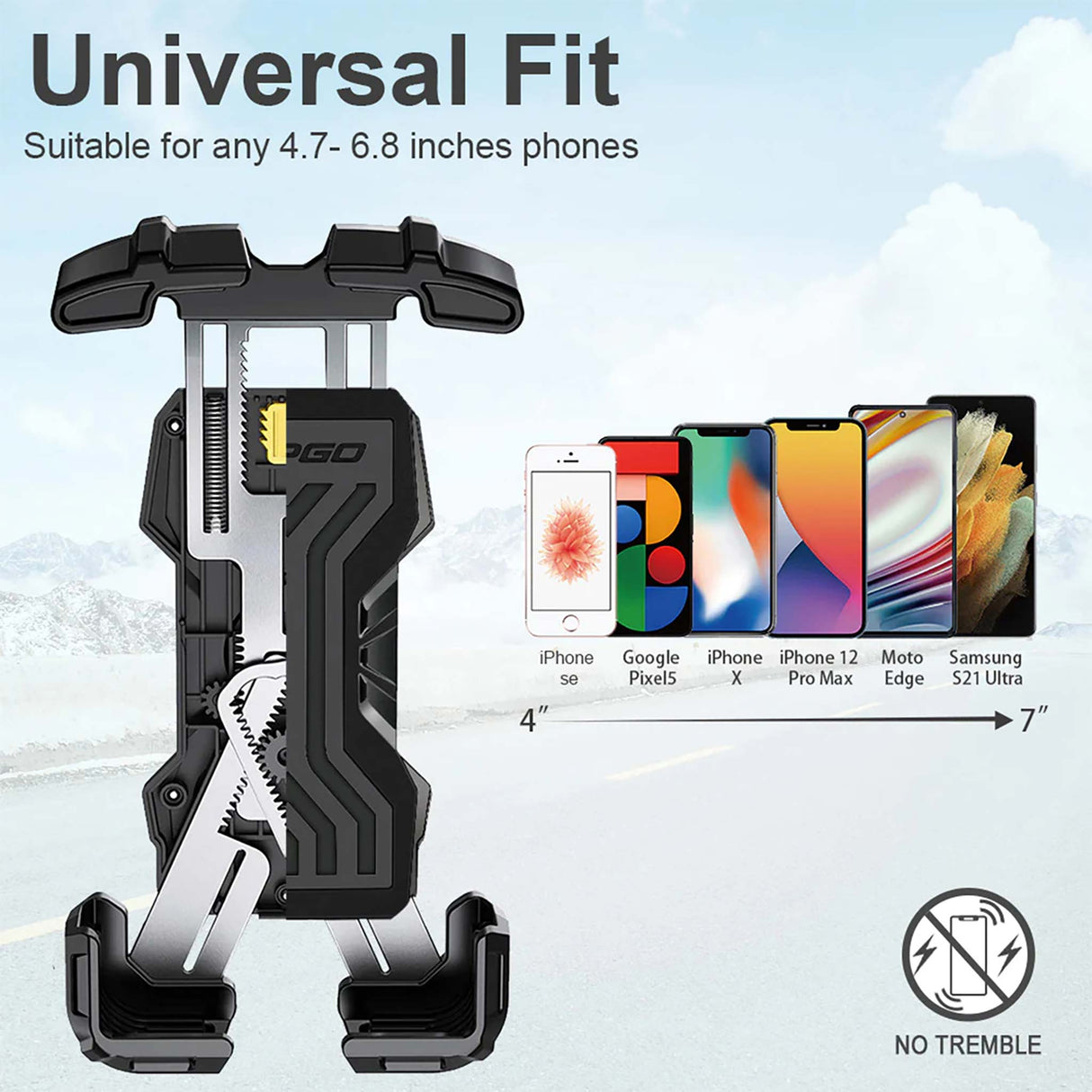 TOPGO - Phone Holder for Bike Handle Bar -BPM-1 - Black - Zayoom