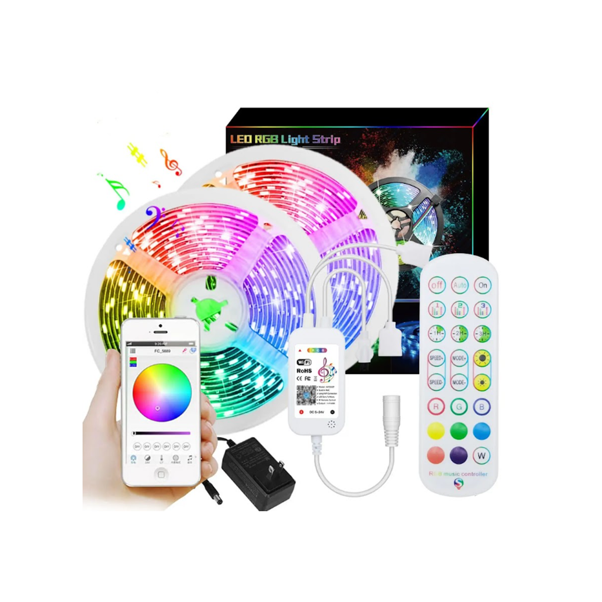 TUYA Smart WiFi Strip Light 5 Meters RGB+CW(2700- 6500K) WiFi + Bluetooth Dual Mode