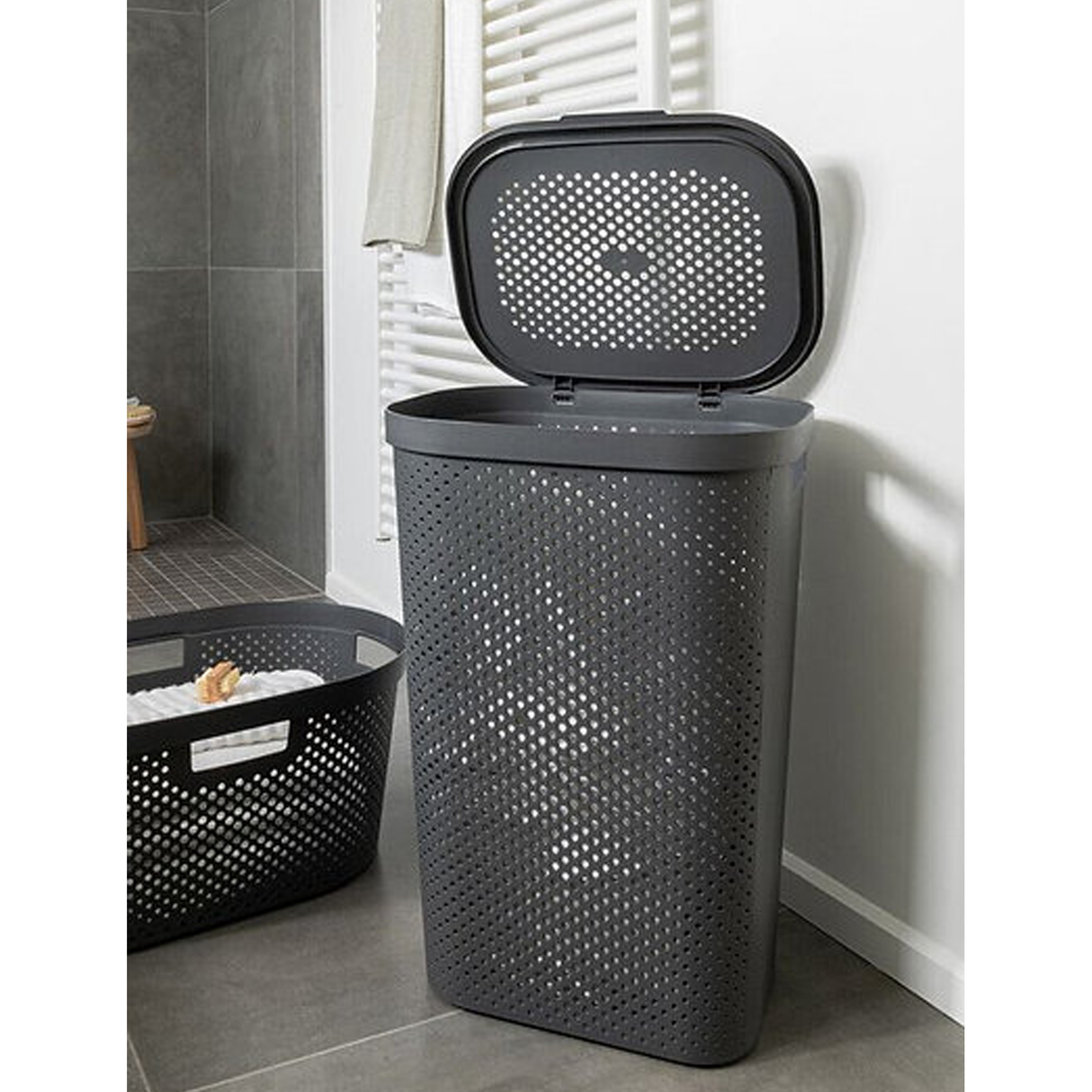 Tall Laundry Basket 43.5 x 35.5 x 57.5cm - Grey