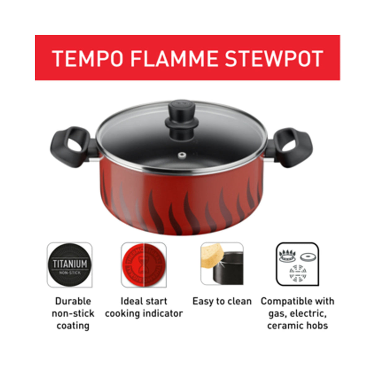 Tefal Tempo Flame Stew Pot 28cm - Zayoom