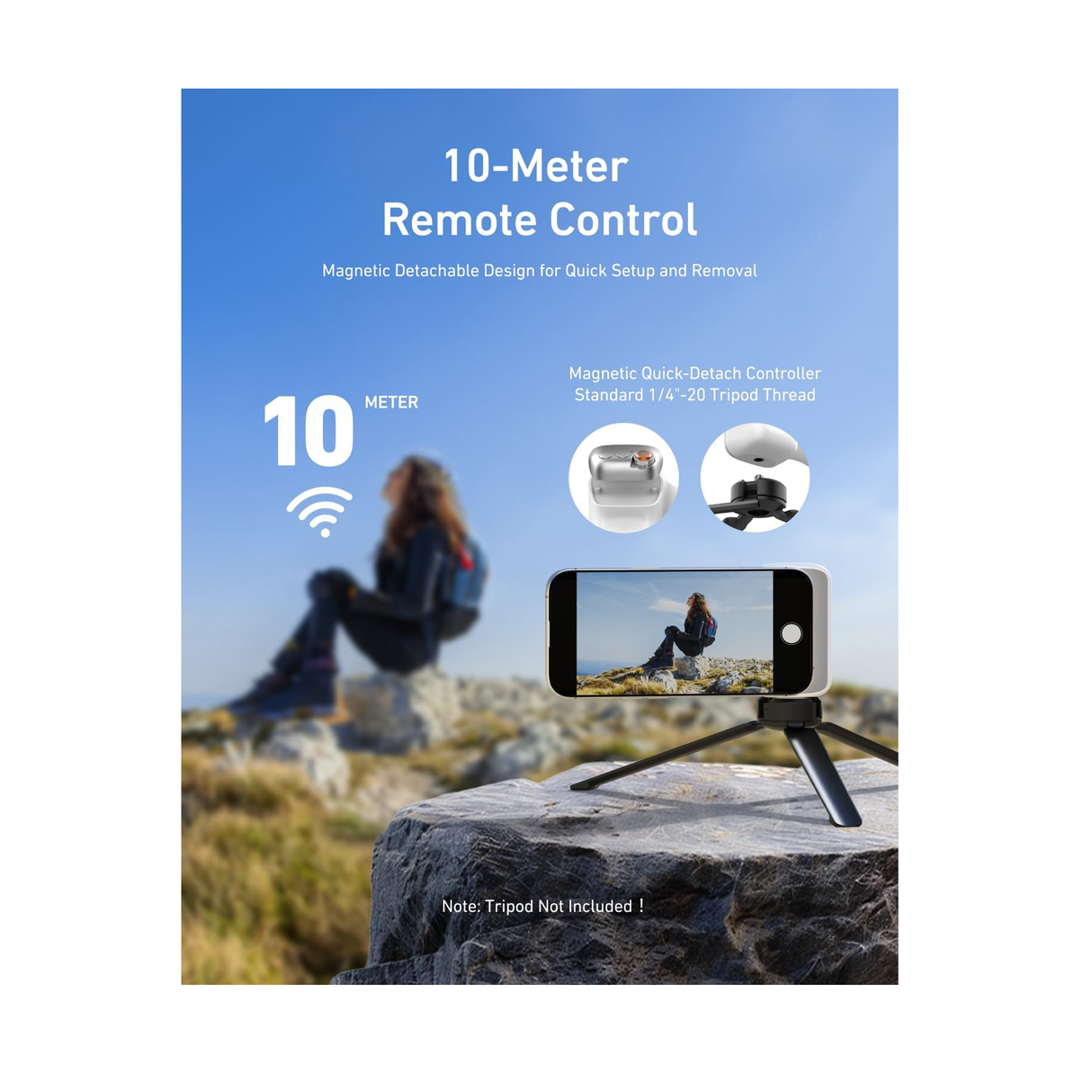 Telesin Fun Shot Magnetic Phone Camera Grip + C03 Magnetic Selfie Light - White