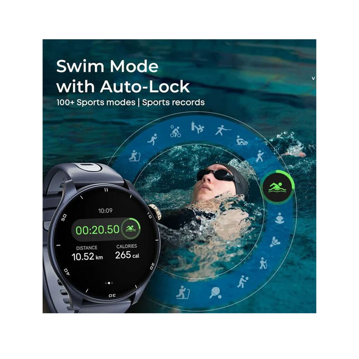 تيتان سيليستور ساعة المتطورة بنظام جي بي اس و بارومتر شاشة أموليد مقاس 3.6 سم مع خاصية ايه اوه دي - تاج وظيفي كهربائي ضغطي أورورا الأزرق