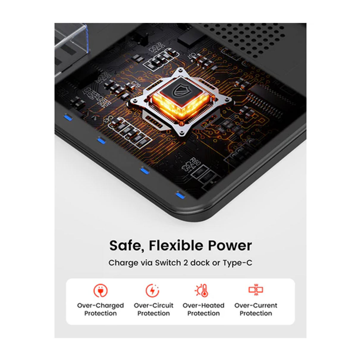 Transnovo Multi-Function RGB Light Charging Dock Station for 4 Joy-Con Controllers with Cooling Fan and 9 Game Card Slots