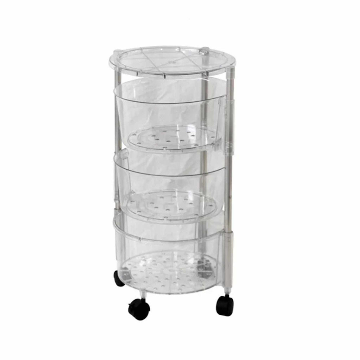 Transparent Multi Layer Rotating Storage Basket Rack with Removable Baskets-3 Layer