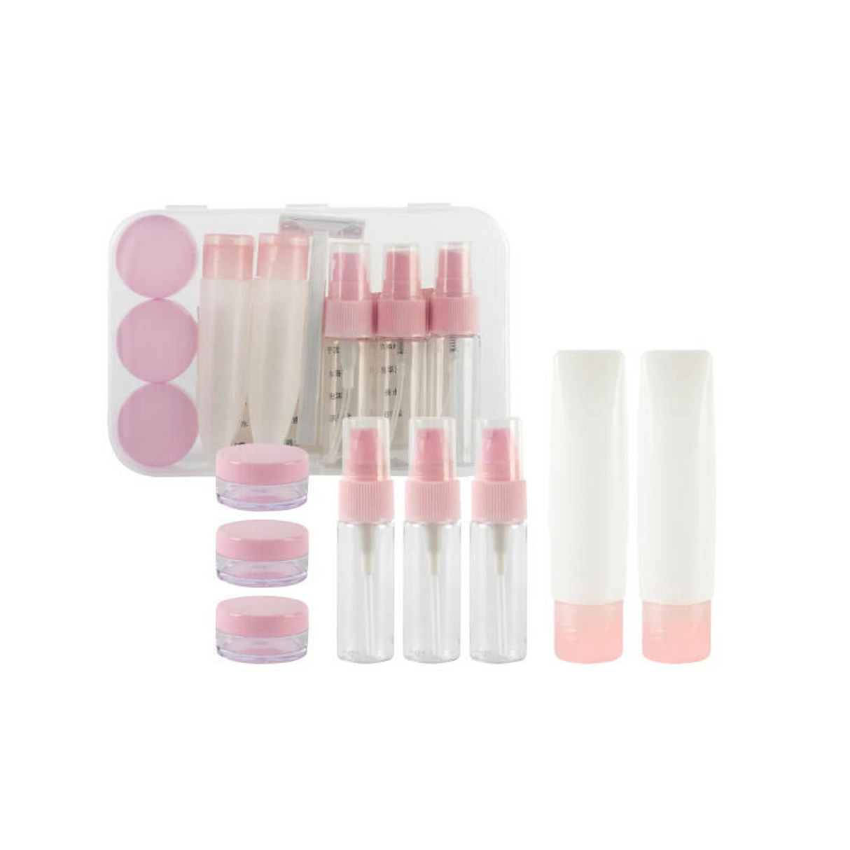 Travel Bottle Set 11 Pieces - Pink