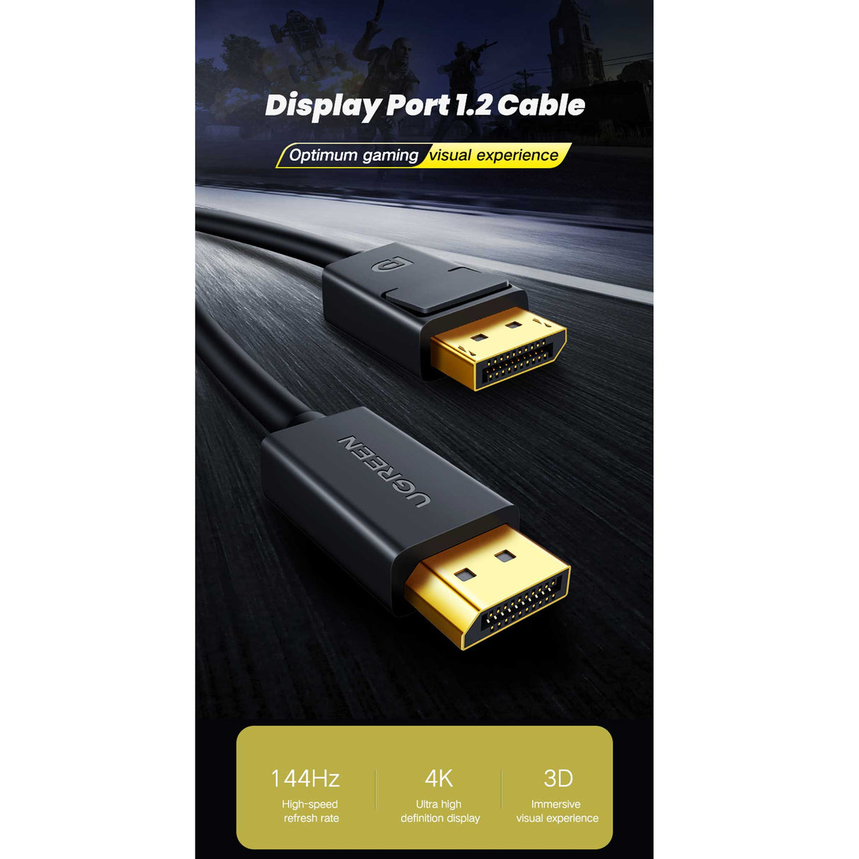 UGREEN - Display Port Male to Male - Cable 1.5m - Black - Zayoom