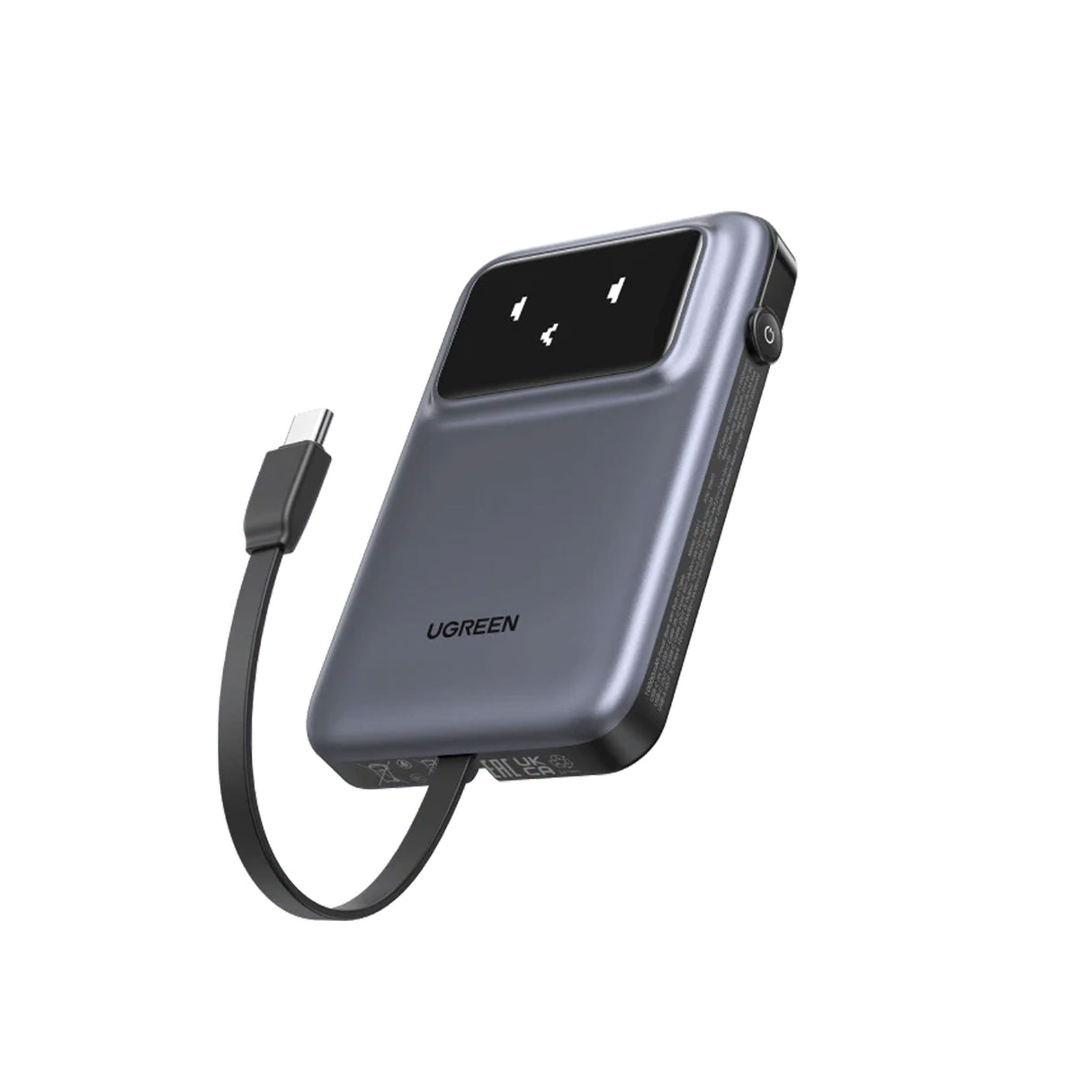 UGREEN 10000mAh Power Bank with Built-in Cable - Grey - Zayoom