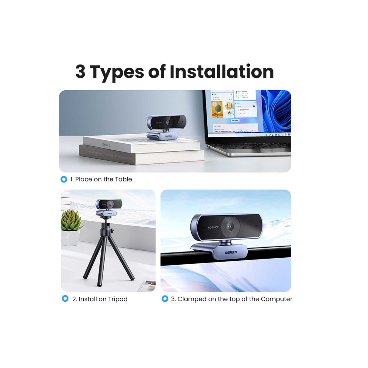 UGREEN - 1080P Webcam with Microphone with Noise - Canceling & Plug and Play Auto Light Correction - Zayoom