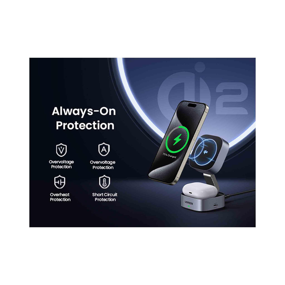 UGREEN 2-in-1 Magnetic Wireless Charger - 35316 - Zayoom