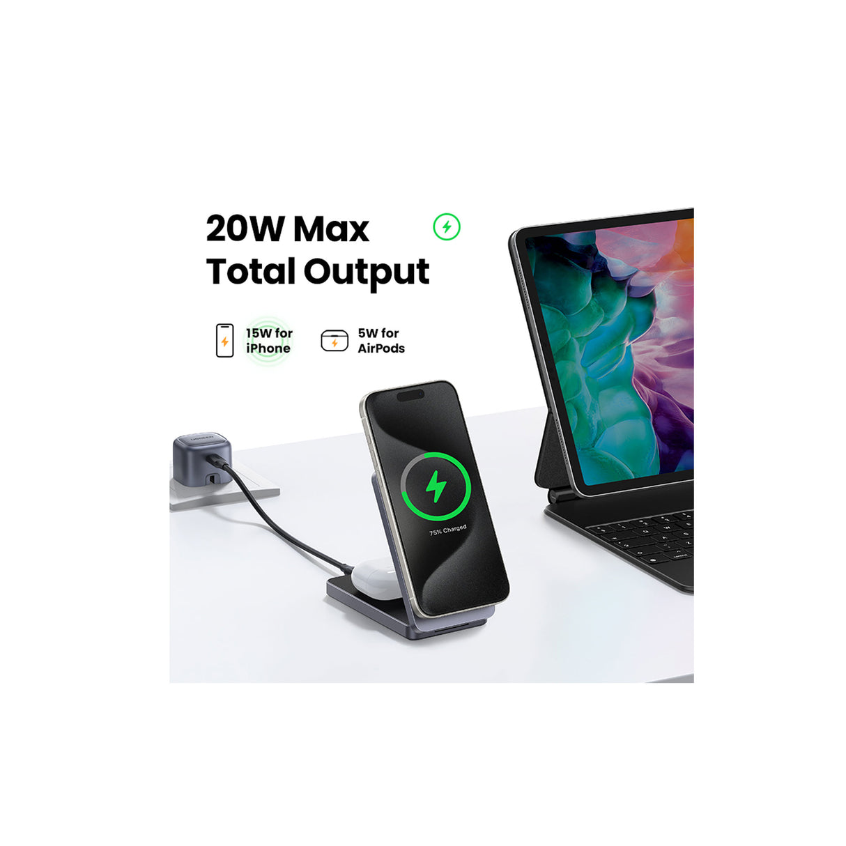 UGREEN 2-in-1 Magnetic Wireless Charger 20w - Zayoom