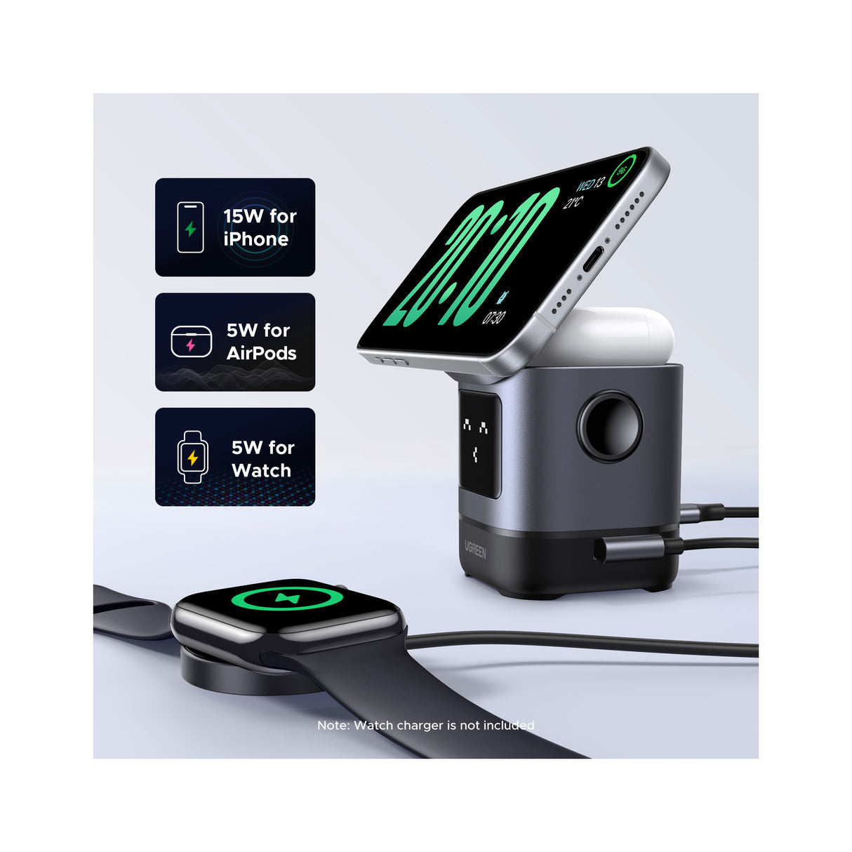 UGREEN 2-in-1 Magnetic Wireless Charger 20w - Zayoom