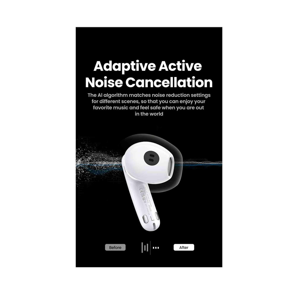 UGREEN HiTune H6 Pro Hybrid Cancelling Earbuds - White - Zayoom