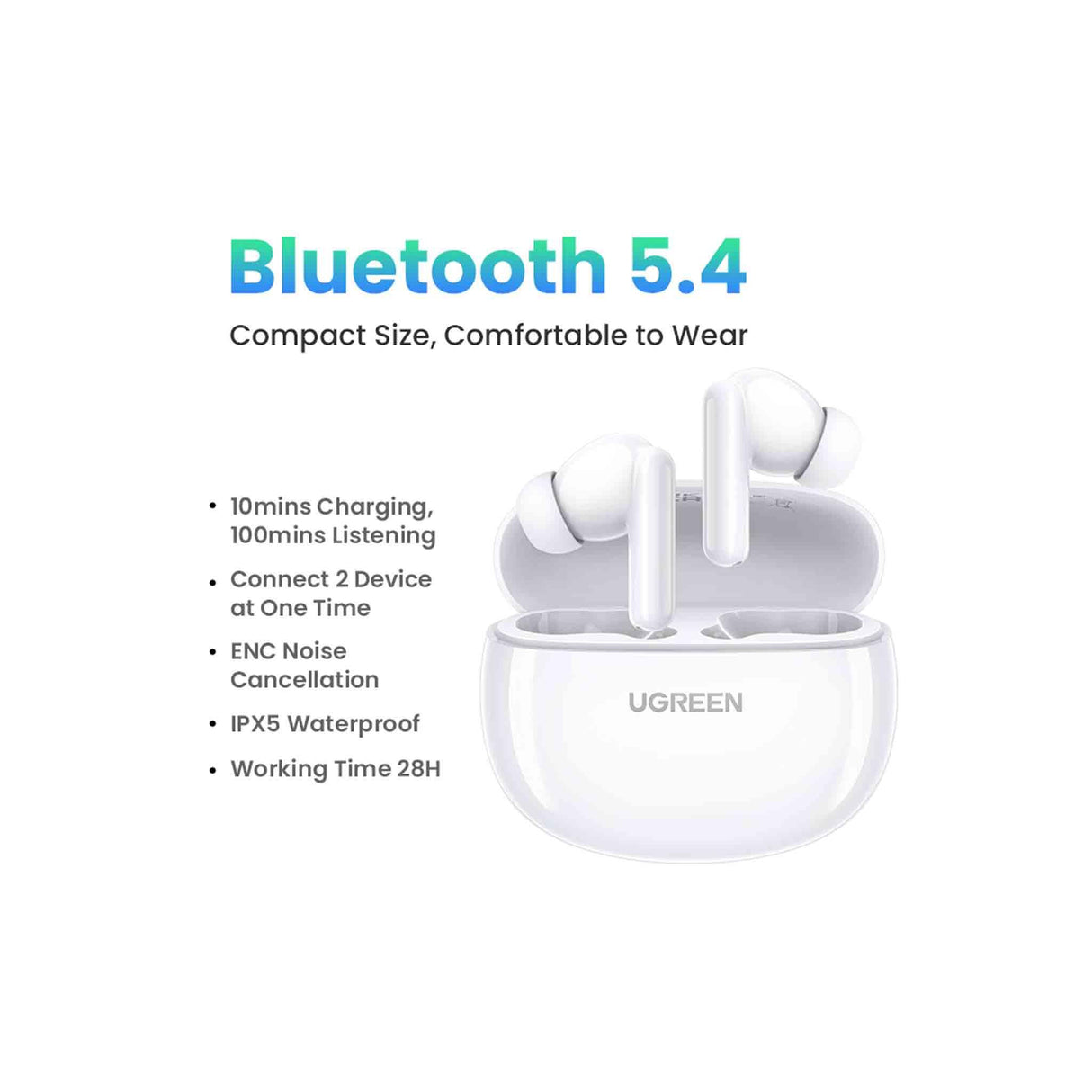 UGREEN HiTune P3 True Wireless Earbuds - White - Zayoom