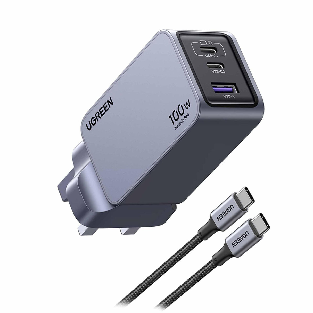 UGREEN Nexode Pro 3 Port GaN - Fast Charger Set UK - 100W - Zayoom