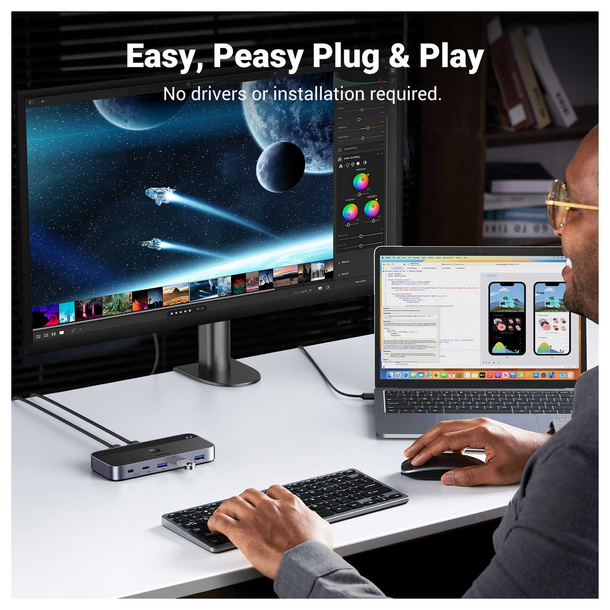 UGREEN - USB 3.0 Switch 2 in 4 Switch + 2 USB-A Cable - Black - Zayoom