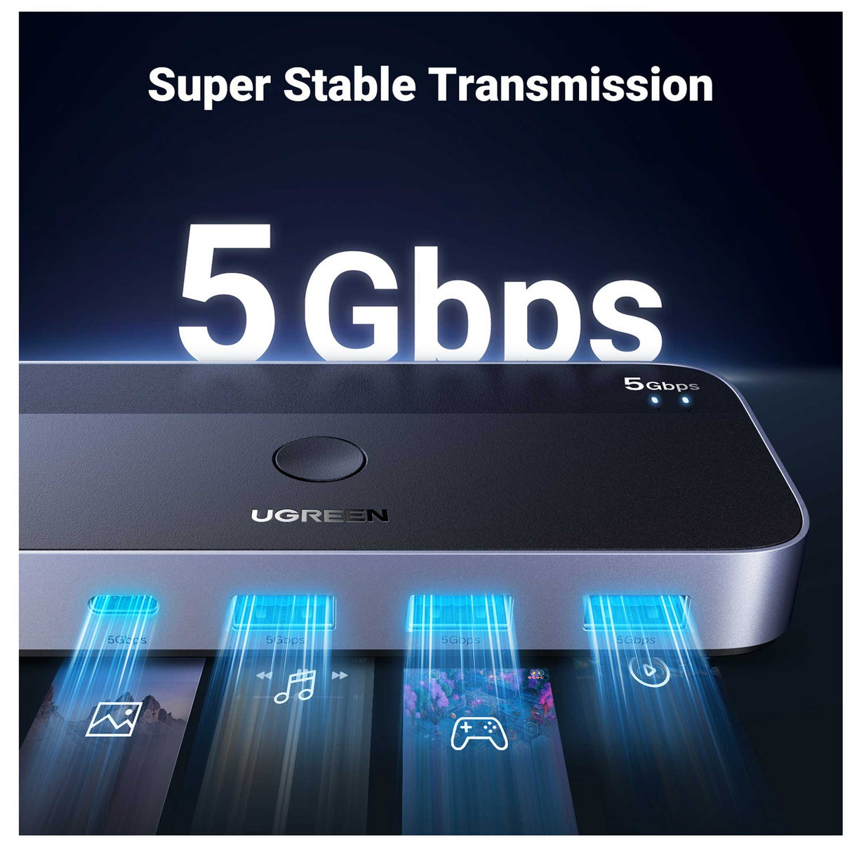 UGREEN - USB 3.0 Switch 2 in 4 Switch + 2 USB-A Cable - Black - Zayoom