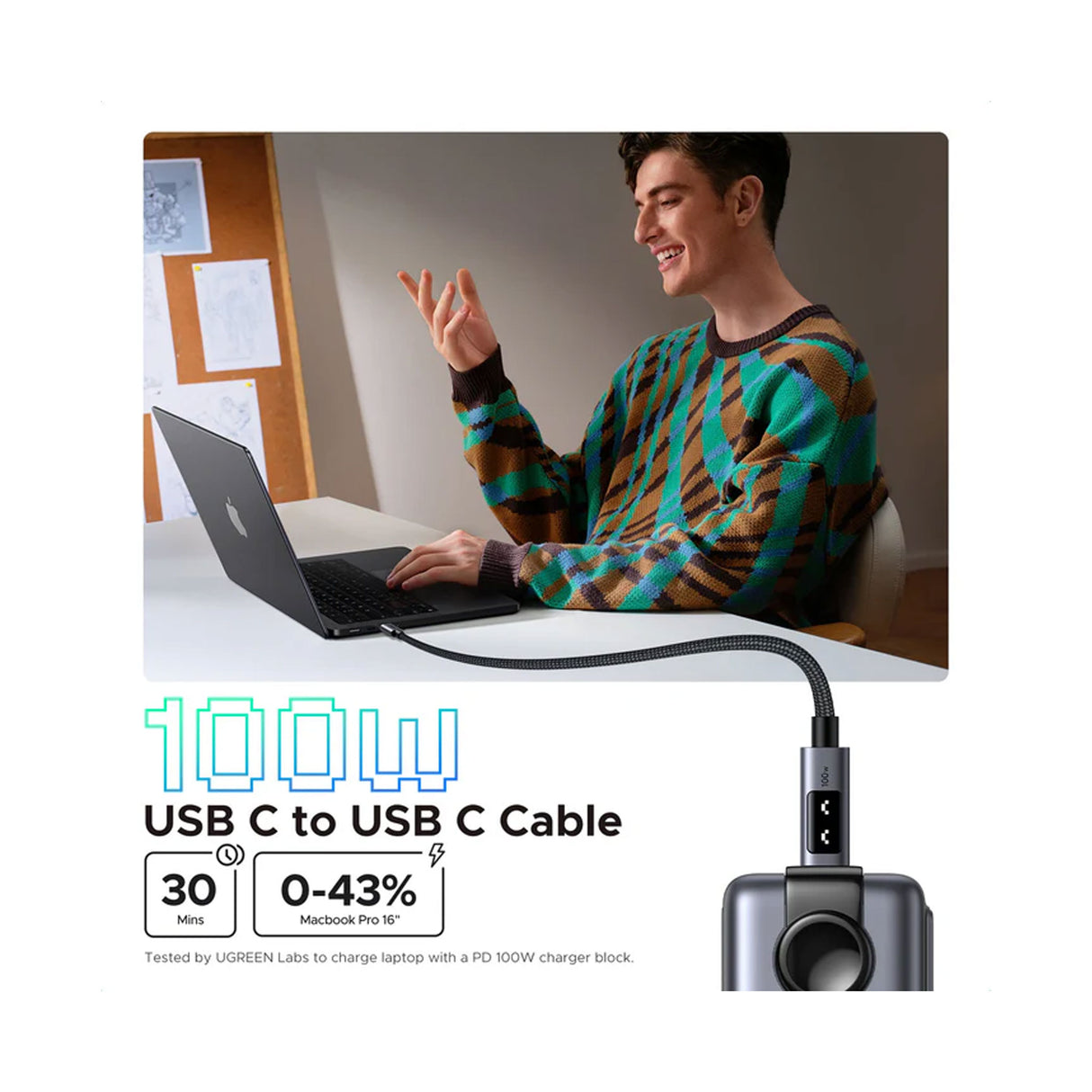 UGREEN Uno USB-C to USB-C PD Fast Charging Cable 3m - Zayoom