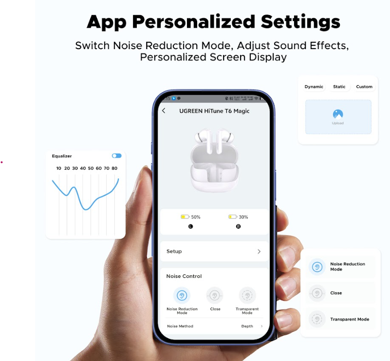 UGREEN Hitune T6 Magic WS211 Earphone Wireless In Ear Style Active Noise Cancellation