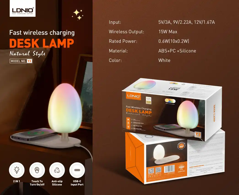 LDNIO - Fast Wireless Charging Desk Lamp Y3 - Zayoom