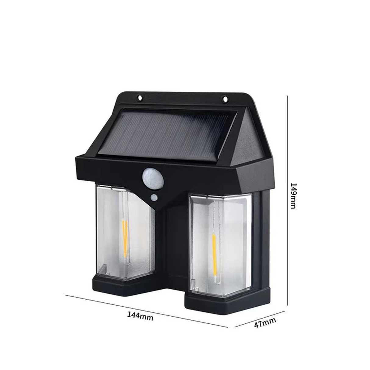 ضوء ليد مزدوج خارجي شمسي مثبت على الحائط مزوّد بمستشعر حركة للإضاءة الخارجية