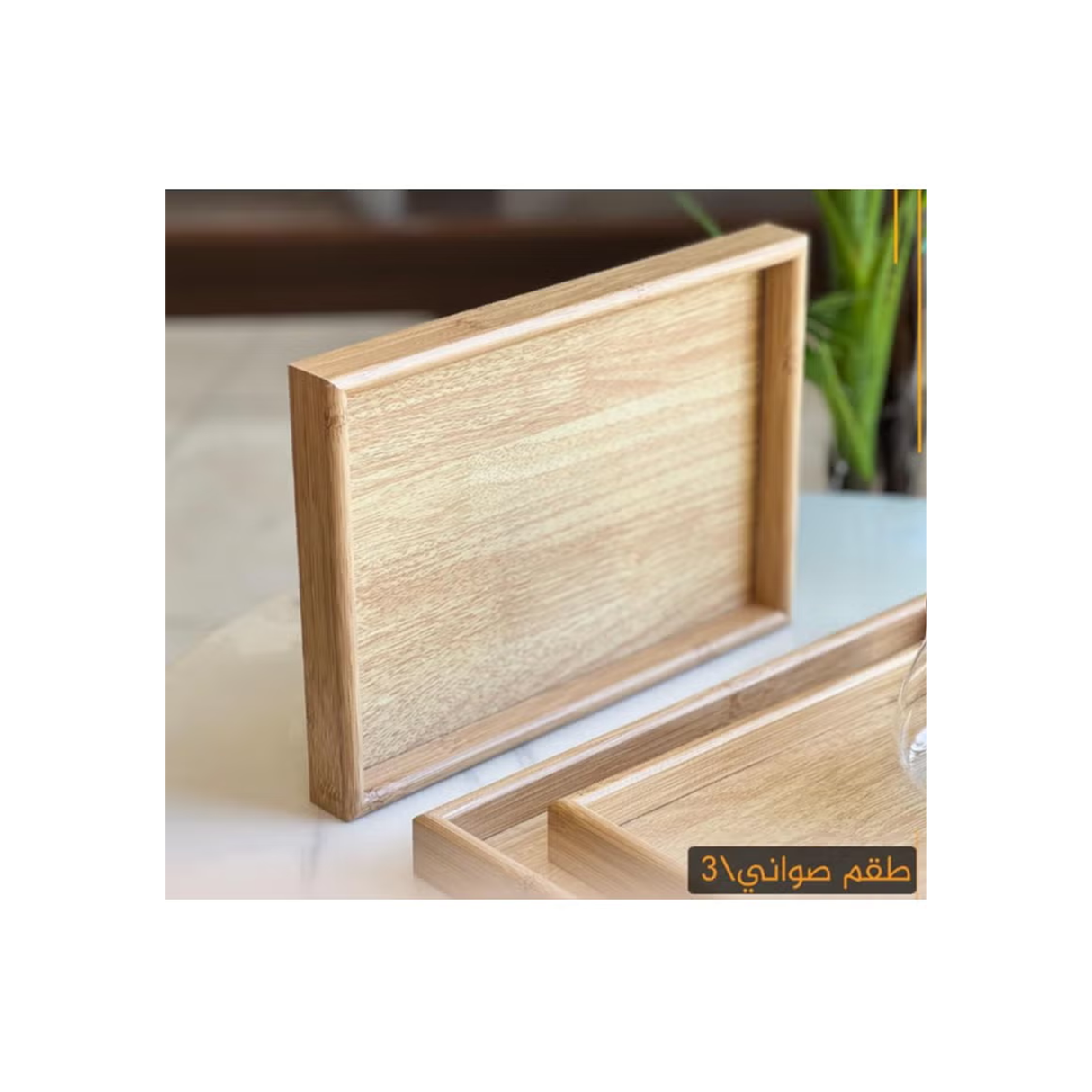 Wooden Serving Trays Set of 3 - Beige