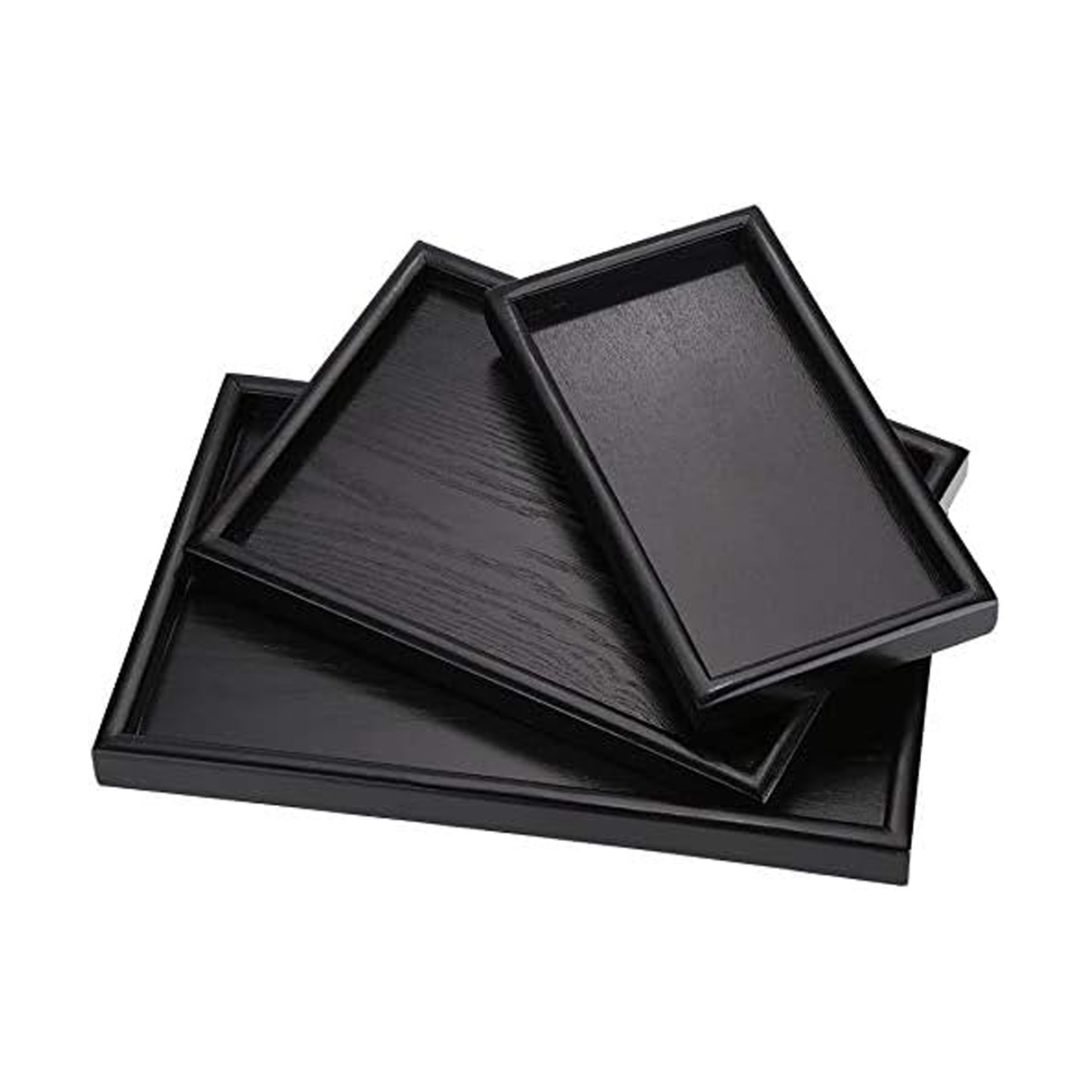 Wooden Serving Trays Set of 3 - Black