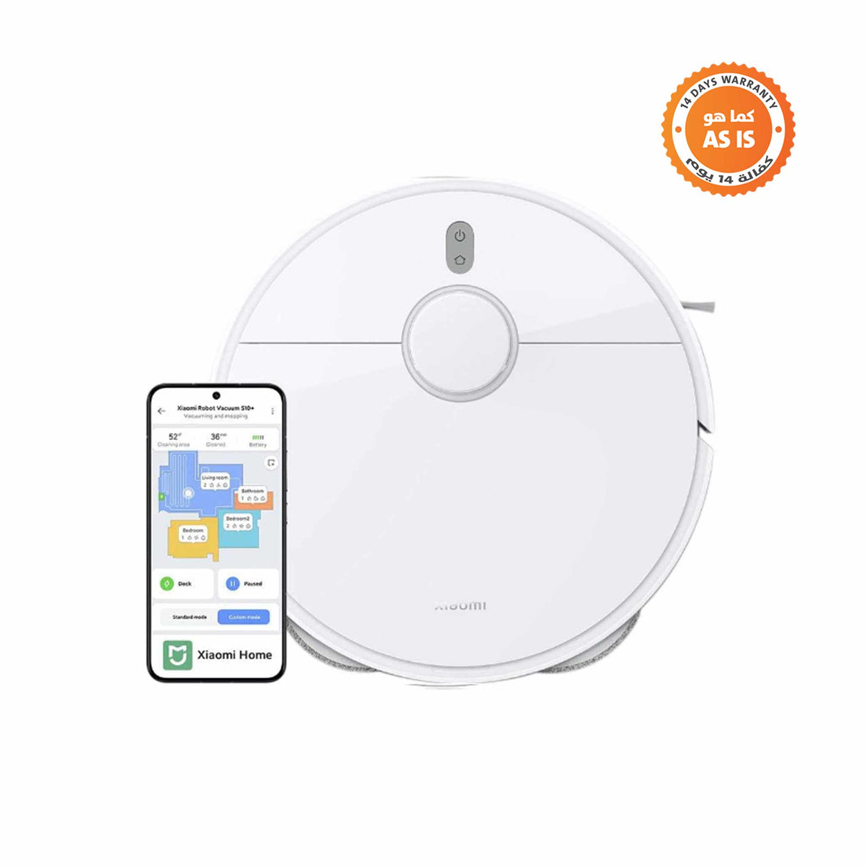 Xiaomi Robot Vacuum S10 Plus with Ultra-Sensitive Position Identification System & Dual-Pad Pressure Mopping - White