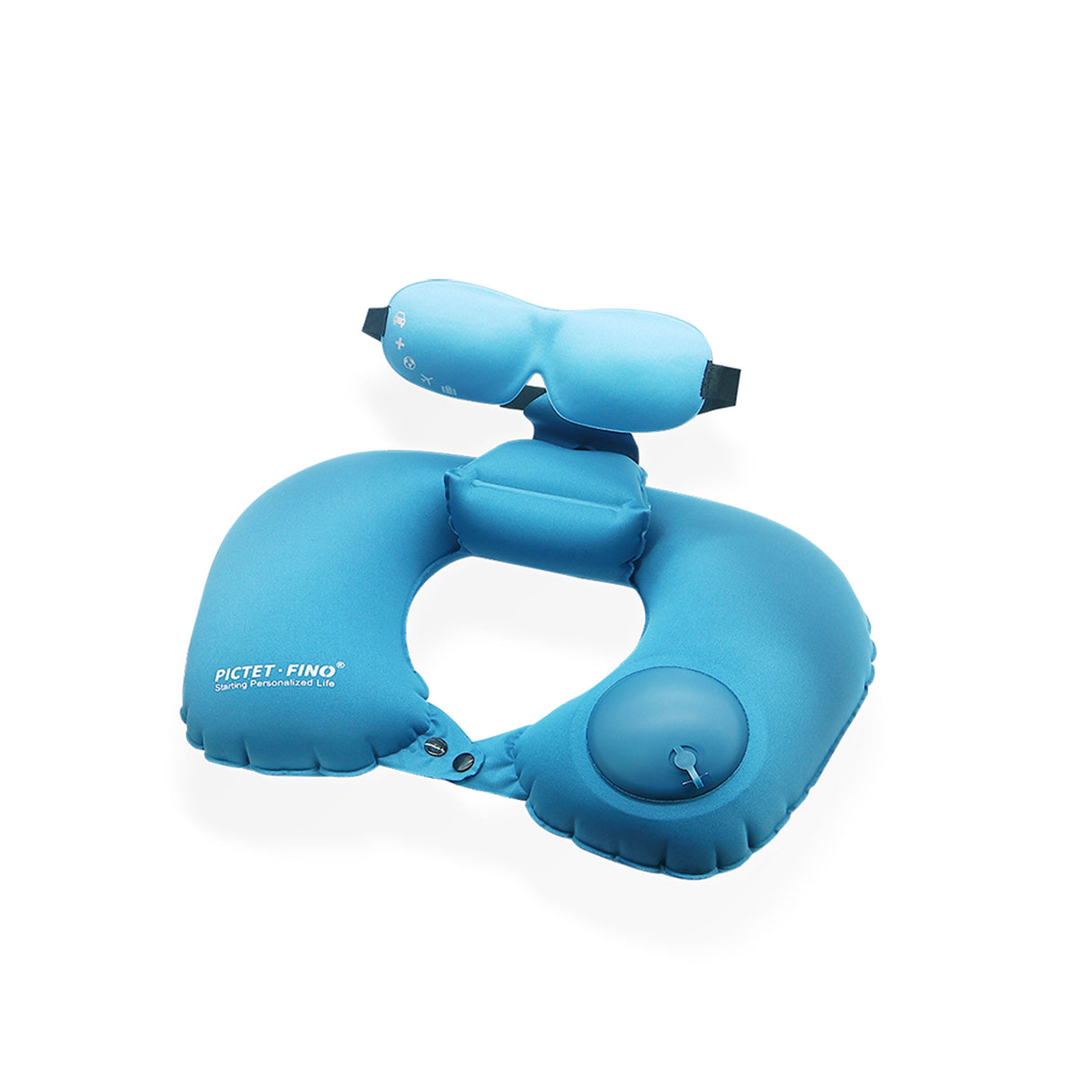 PICTET.FINO inflatable neck pillow with eye mask - Assorted Colors - Zayoom
