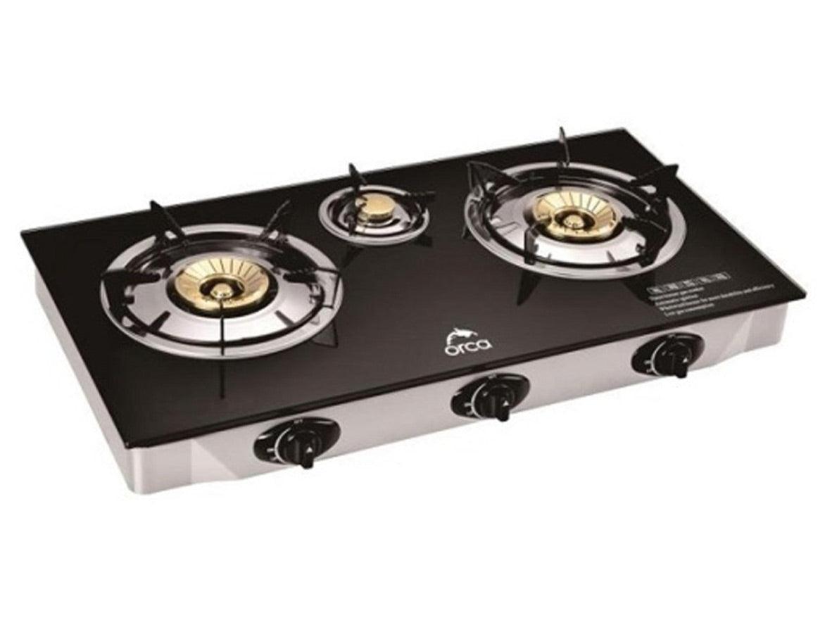 Orca TableTop 3 Copper Burner Glass Panel With Auto Ignition - Zayoom