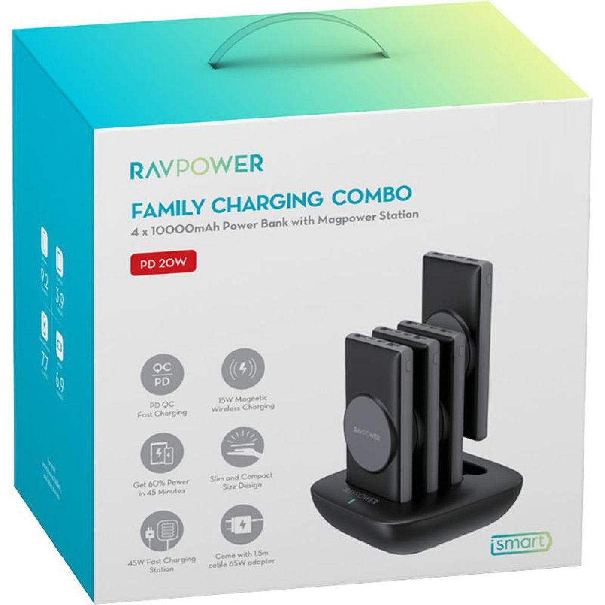 RAVPower Family Charging Combo - RP-PB25 4x10000mAh Power Bank - Black - Zayoom