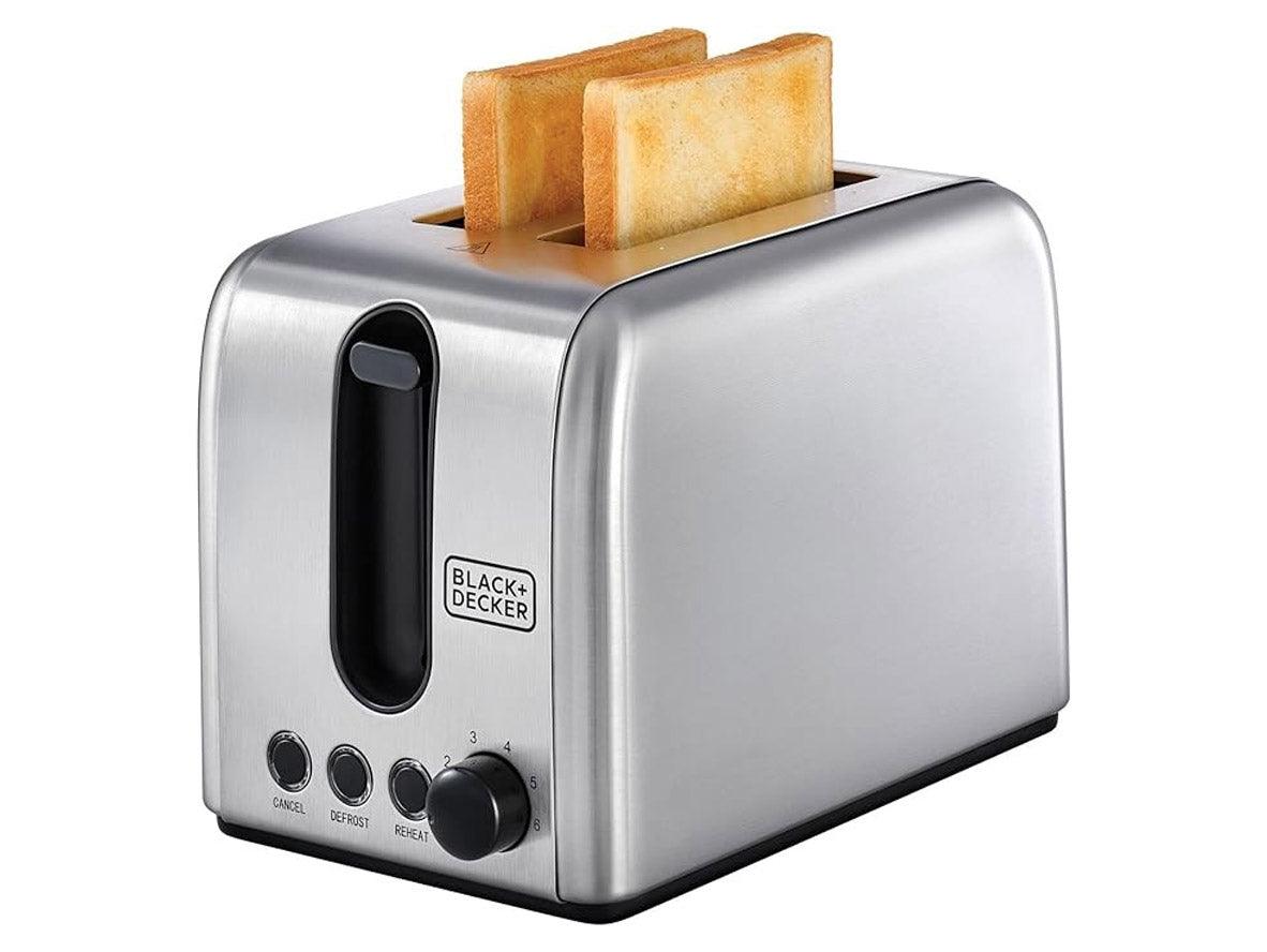 Black+Decker 2 Slice Stainless Steel Toaster 1050W - Zayoom