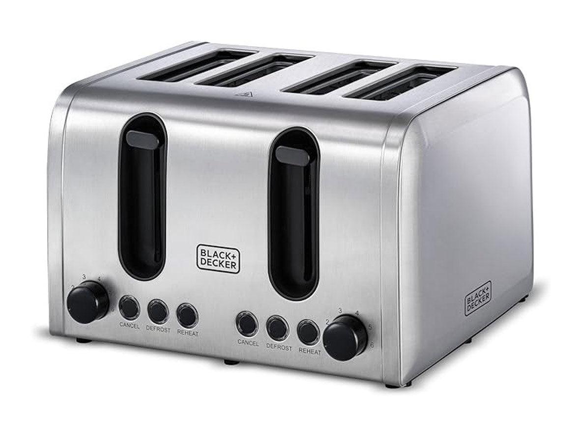 Black+Decker 4 Slice Stainless Steel Toaster 2100W - Zayoom