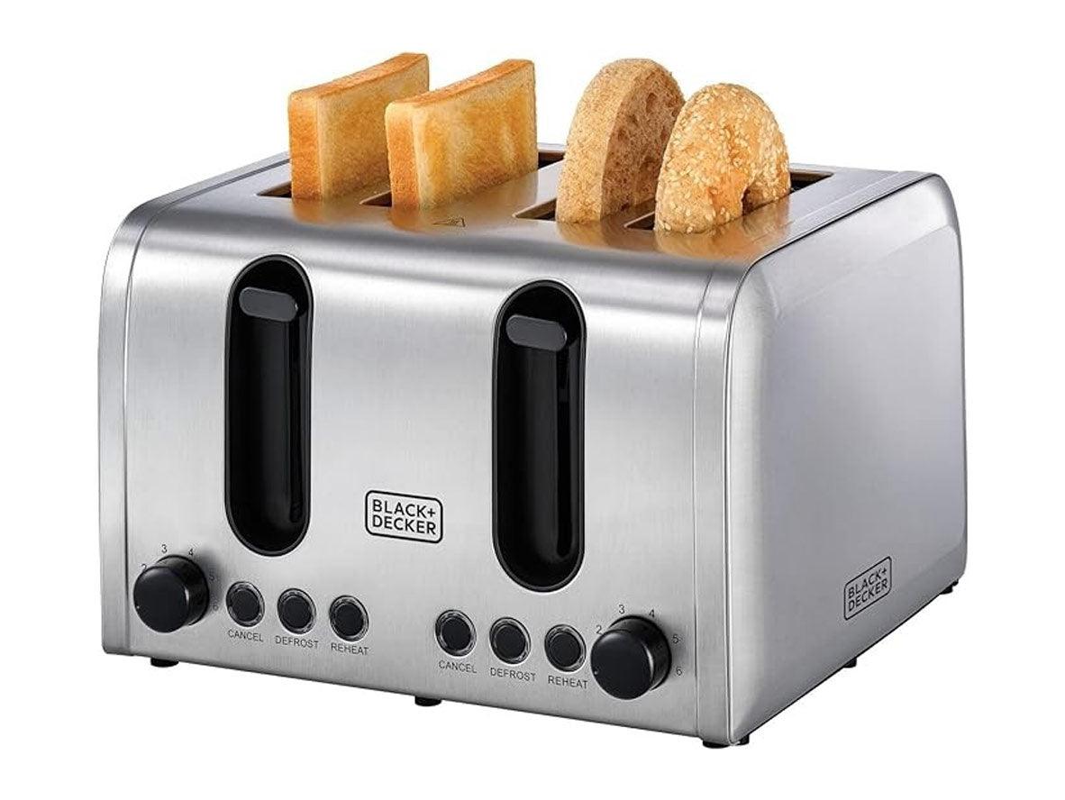 Black+Decker 4 Slice Stainless Steel Toaster 2100W - Zayoom