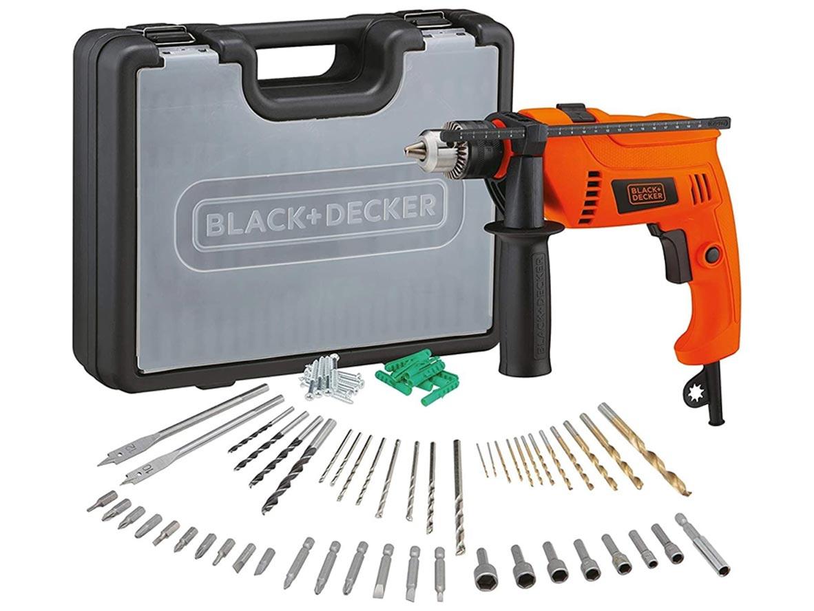 Black+Decker Hammer Drill 13mm 650W + 50pc Accessories + Kitbox - Zayoom