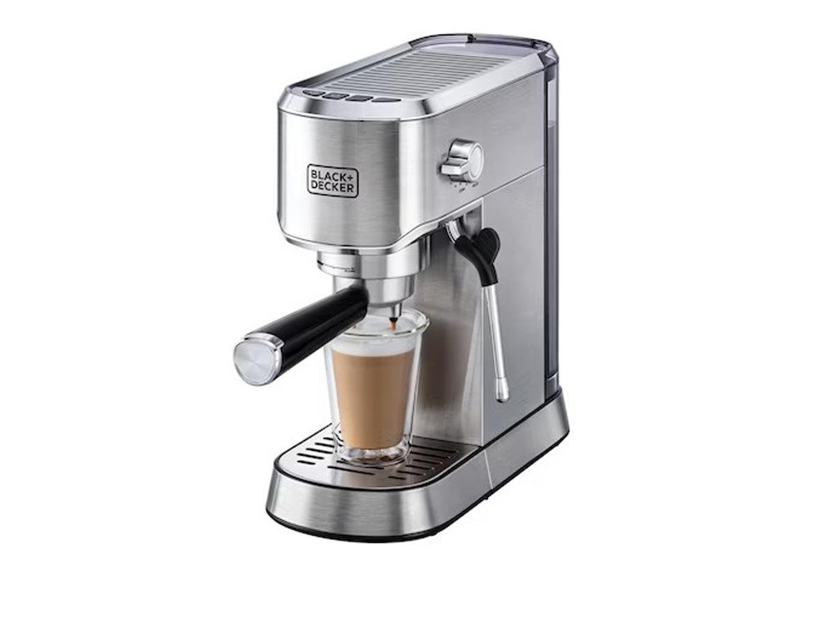 Black+Decker Manual Barista Pump Espresso Coffee Machine 1450W - Silver - Zayoom