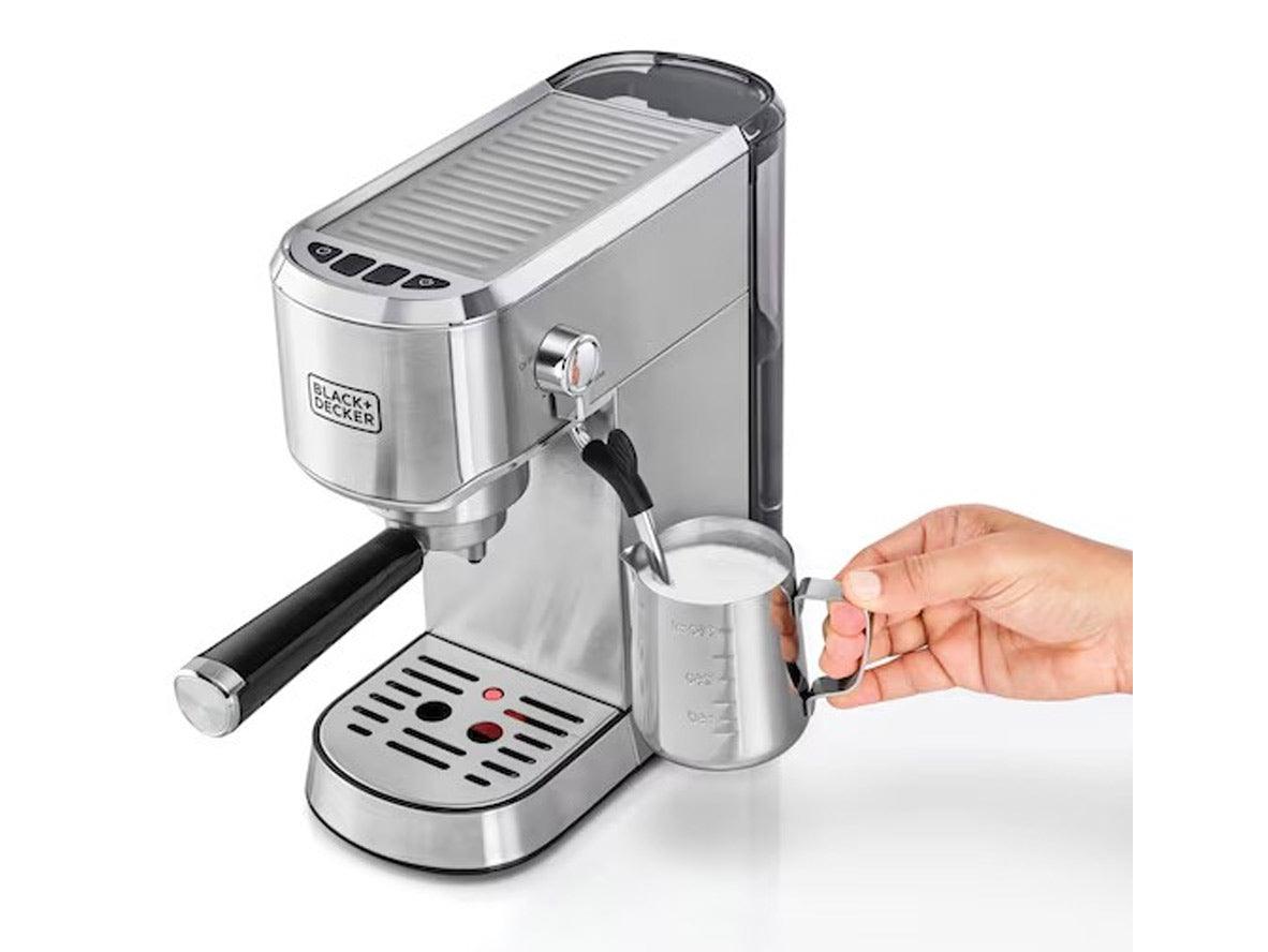 Black+Decker Manual Barista Pump Espresso Coffee Machine 1450W - Silver - Zayoom
