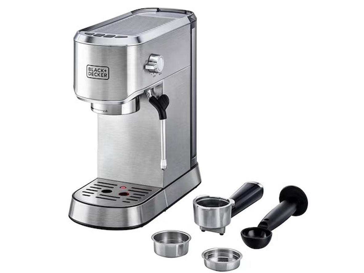 Black+Decker Manual Barista Pump Espresso Coffee Machine 1450W - Silver - Zayoom