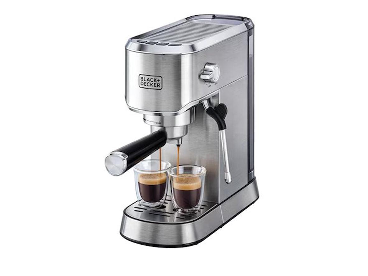 Black+Decker Manual Barista Pump Espresso Coffee Machine 1450W - Silver - Zayoom