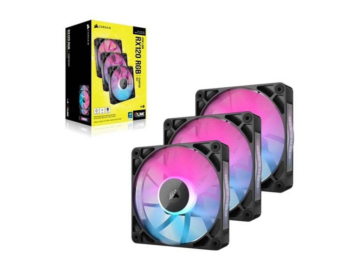 Corsair iCUE Link RX120 RGB - 3 x 120mm PWM Fan Triple Starter Kit - Black - Zayoom