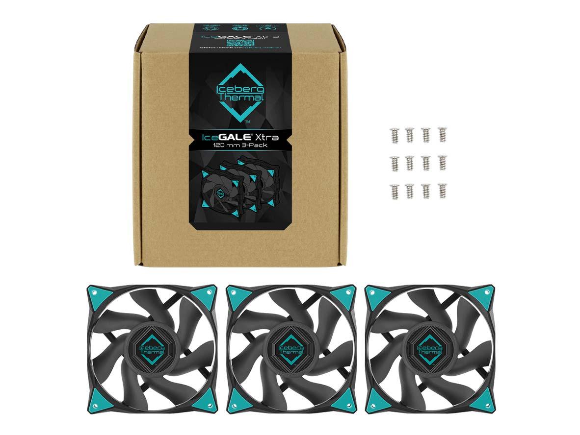 Iceberg Thermal IceGALE Xtra 120mm PWM High Performance Case Fan - 3Pack - Black - Zayoom