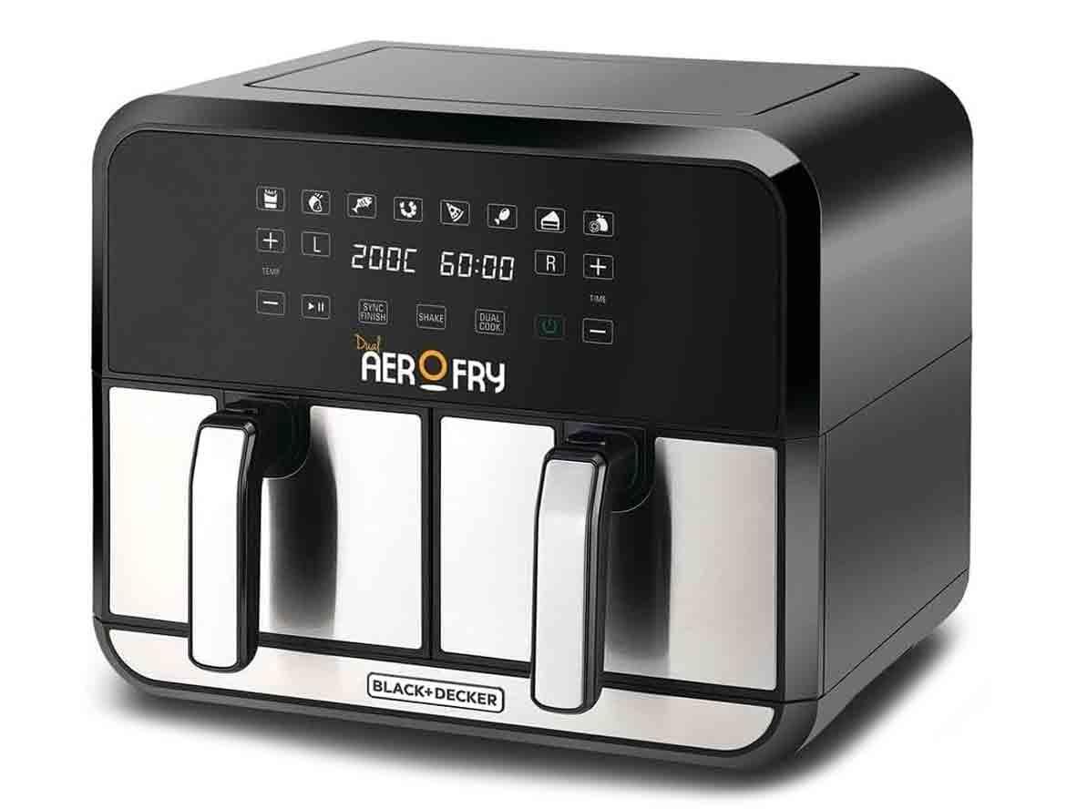 BLACK+DECKER Digital Dual Zone Air Fryer 4L+4L Capacity With Rapid Hot Air Circulation - 1700W - Zayoom