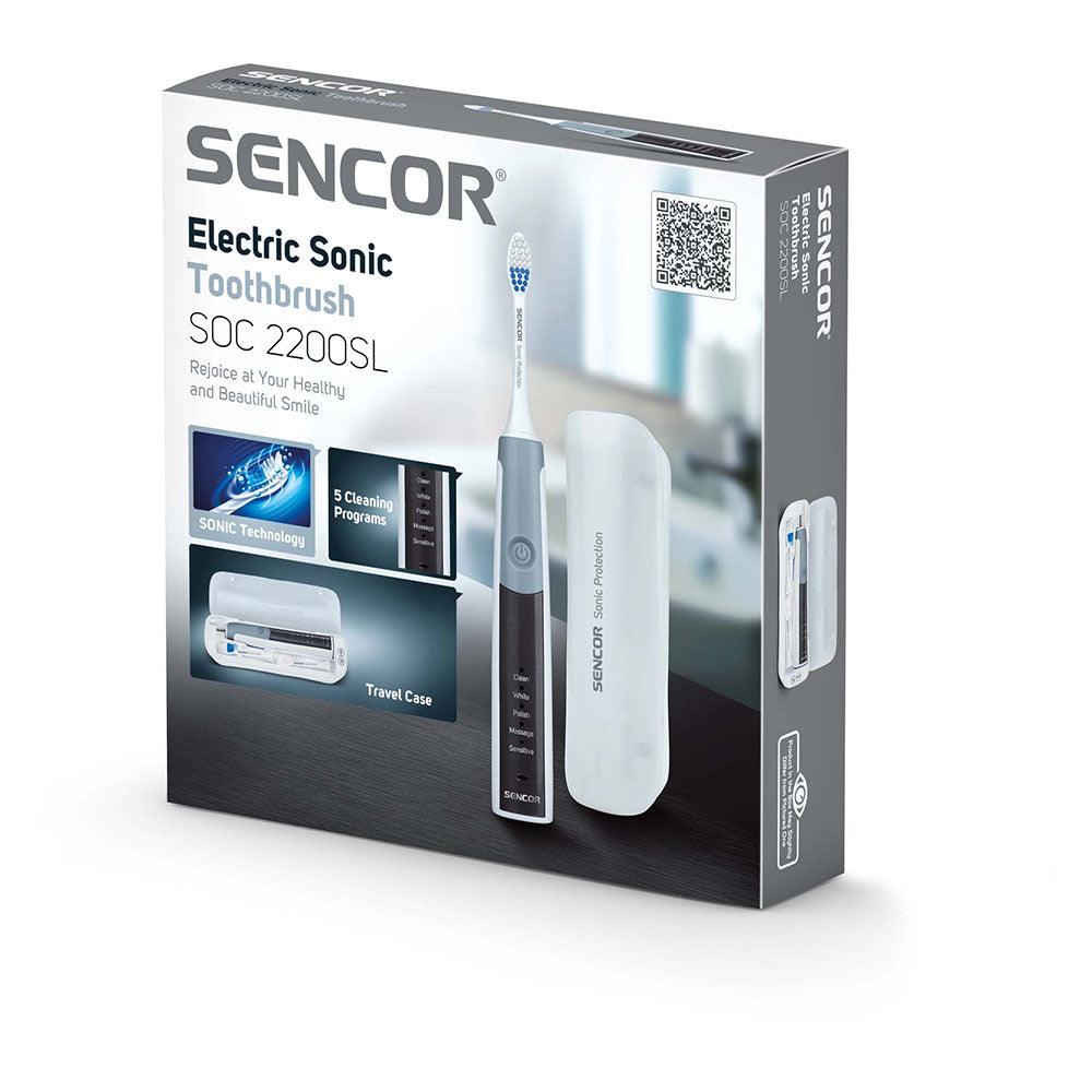 Sencor SOC 2200 Electric Sonic Rechargeable Toothbrush - Grey - Zayoom