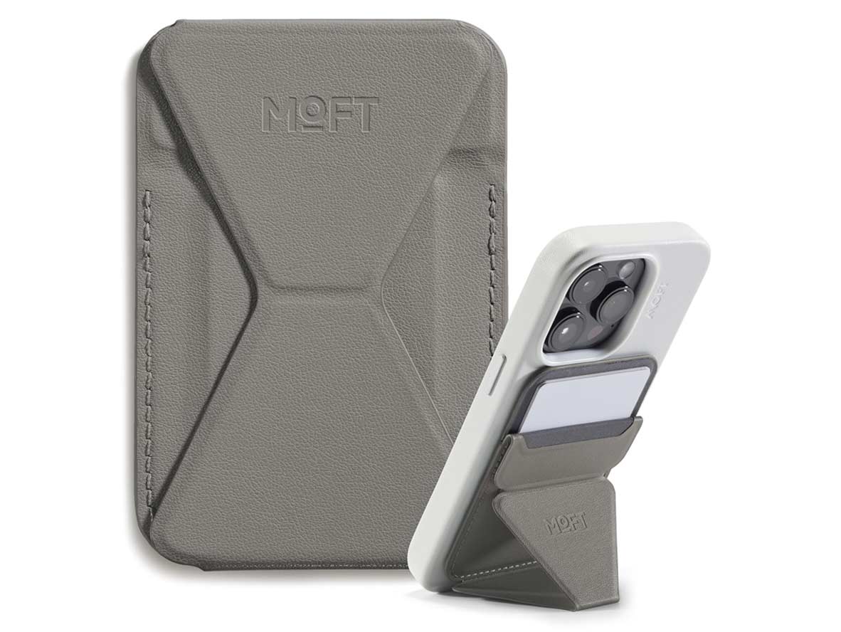 MOFT Snap-On iPhone Stand & Wallet - Taupe - Zayoom