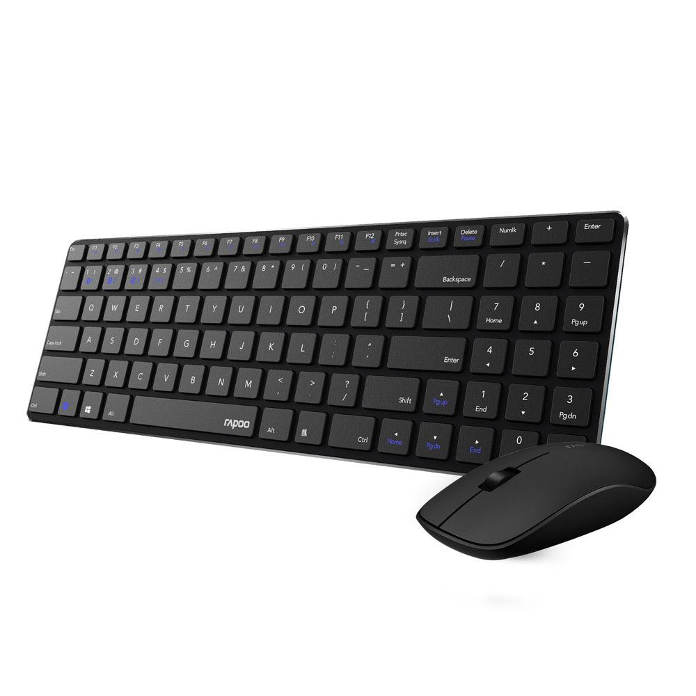 Rapoo Combo (KB+MSE) Multimode Ultra Slim Wireless Keyboard 9300M - Black - Zayoom