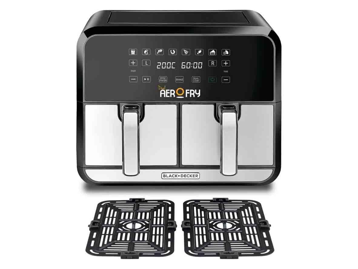 BLACK+DECKER Digital Dual Zone Air Fryer 4L+4L Capacity With Rapid Hot Air Circulation - 1700W - Zayoom