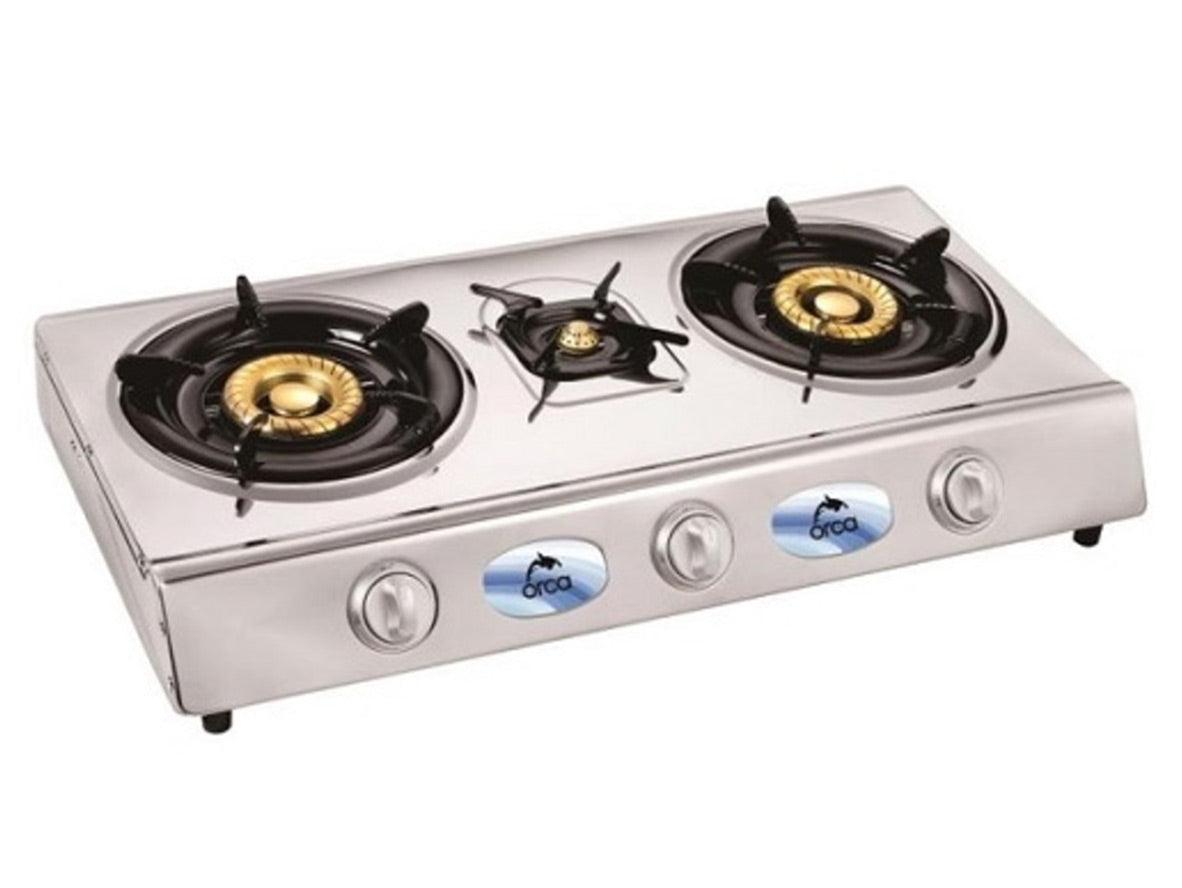Orca Stainless Steel Table Top 3 Copper Burner with Auto Ignition - Zayoom