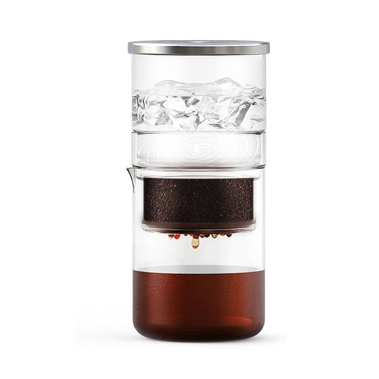 iCafilas Portable Cold Brew Coffee Maker 300ml Borosilicate Glass Dripper With Stainless Steel Filter